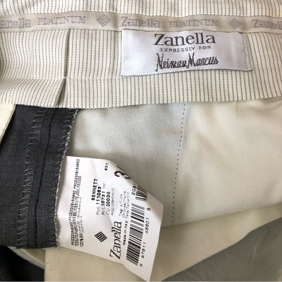zanella mens dress pants 34 platinum pleated gray loro piana wool super 130’s - Picture 3 of 9